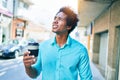 Young handsome african american man smiling happy Royalty Free Stock Photo