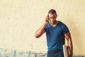 Young Black Man Calling outside Royalty Free Stock Photo