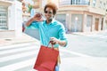 Young handsome african american man wearing sunglasses smiling happy Royalty Free Stock Photo