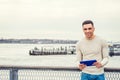 Young Handsome American Man traveling in New York Royalty Free Stock Photo