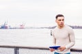 Young Handsome American Man traveling in New York Royalty Free Stock Photo