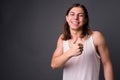 Young handsome androgynous man with long hair Royalty Free Stock Photo