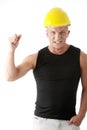 Young handsome angry builder. Royalty Free Stock Photo