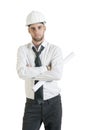 Young handsome architect standing holding design drawings Royalty Free Stock Photo