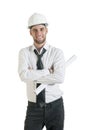 Young handsome architect standing holding design drawings Royalty Free Stock Photo