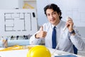 The young handsome architect working on the project Royalty Free Stock Photo