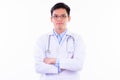 Young handsome Asian man doctor with arms crossed Royalty Free Stock Photo