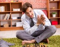 The young handsome boss playing chess during break Royalty Free Stock Photo