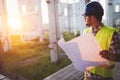 Young handsome business man construction site engineer Royalty Free Stock Photo