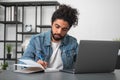 Young handsome businessman wearing casual wear is sitting taking Royalty Free Stock Photo