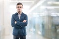 Young handsome businessman wearing glasses in the Royalty Free Stock Photo