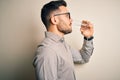 Young handsome businessman wearing glasses and shirt Royalty Free Stock Photo