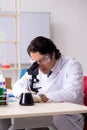 The young handsome chemist working in the lab Royalty Free Stock Photo