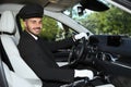 Young handsome driver in luxury car Royalty Free Stock Photo