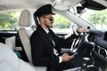 Young handsome driver in luxury car Royalty Free Stock Photo