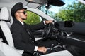 Young handsome driver in luxury car Royalty Free Stock Photo