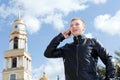 Young handsome guy calling by mobile phone Royalty Free Stock Photo