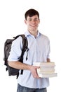 Young, handsome, happy student with books Royalty Free Stock Photo