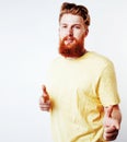 Young handsome hipster ginger bearded guy looking brutal isolate Royalty Free Stock Photo