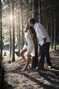 Young handsome Indian couple spending afternoon in forest Royalty Free Stock Photo