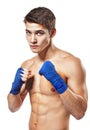 Young handsome male boxer fighter Royalty Free Stock Photo