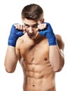 Young handsome male boxer fighter