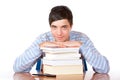 Young handsome male student with study books Royalty Free Stock Photo