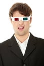 Young handsome man in 3d glasses Royalty Free Stock Photo