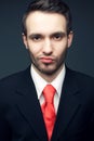 Young handsome man (businessman) in black suit Royalty Free Stock Photo