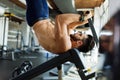 Young handsome man doing exercise for abdominal muscles Royalty Free Stock Photo