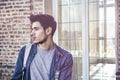 Young Handsome Man Outside Historic Building Royalty Free Stock Photo