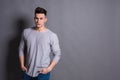 Young handsome man studio portrait, boy style Royalty Free Stock Photo