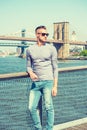 Young handsome Man traveling in New York City Royalty Free Stock Photo