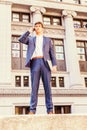 Young Handsome Man traveling, working in New York City Royalty Free Stock Photo