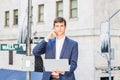 Young Handsome Man traveling, working in New York City Royalty Free Stock Photo