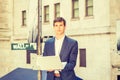 Young Handsome Man traveling, working in New York City Royalty Free Stock Photo