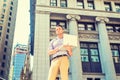 Young handsome man traveling, working in New York City Royalty Free Stock Photo