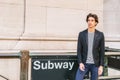 Young handsome man traveling in New York Royalty Free Stock Photo