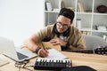 Musician working with new project Royalty Free Stock Photo
