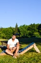 Young handsome smiling man outdoor