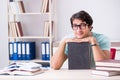 The young handsome student preparing for school exams Royalty Free Stock Photo