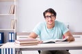 The young handsome student preparing for school exams Royalty Free Stock Photo