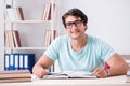 The young handsome student preparing for school exams Royalty Free Stock Photo