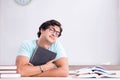 Young handsome student preparing for school exams Royalty Free Stock Photo