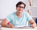 Young handsome student preparing for school exams Royalty Free Stock Photo