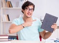 Young handsome student preparing for school exams Royalty Free Stock Photo