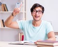 Young handsome student preparing for school exams Royalty Free Stock Photo