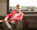 Young handsome stylish man posing indoor Royalty Free Stock Photo