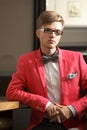 Young handsome stylish man posing indoor Royalty Free Stock Photo