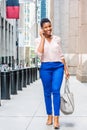 Young Happy African American Woman traveling, working in New York City Royalty Free Stock Photo